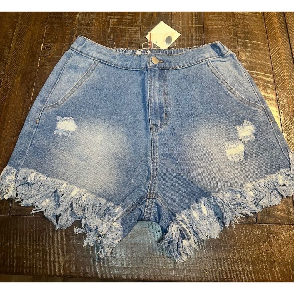 HAYDEN LOS ANGELES Distressed Denim Frayed Hem High Rise Shorts Women's Size‎ M